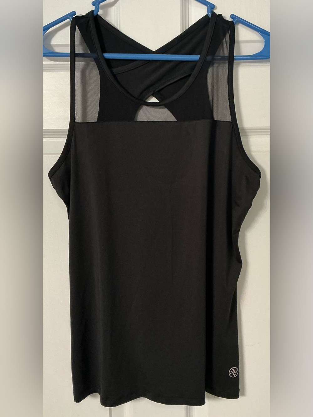 Adrienne Vittadini Black Mesh-Back Athletic Tank